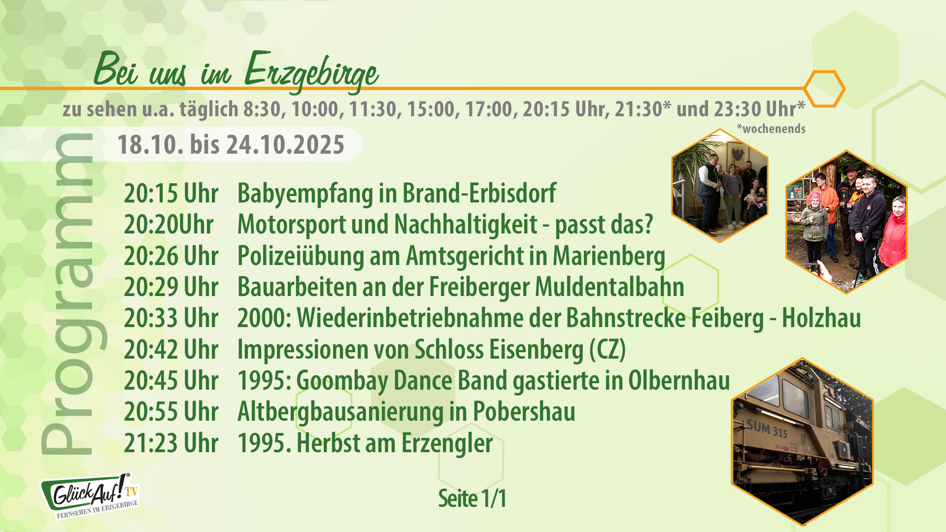 Bei uns im Erzgebirge für die 42. Kalenderwoche vom 18.  bis 24. Oktober